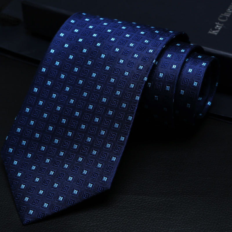 Navy Micro Square Silk Tie – Classic Professional Style