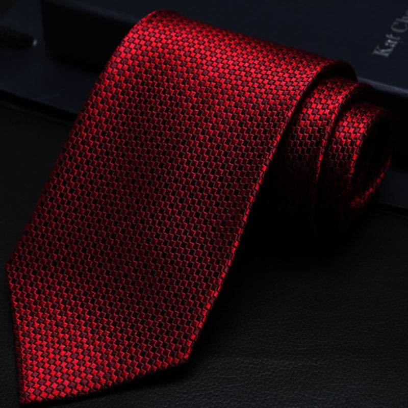 Red Micro-Check Silk Tie – Classic Office Tie