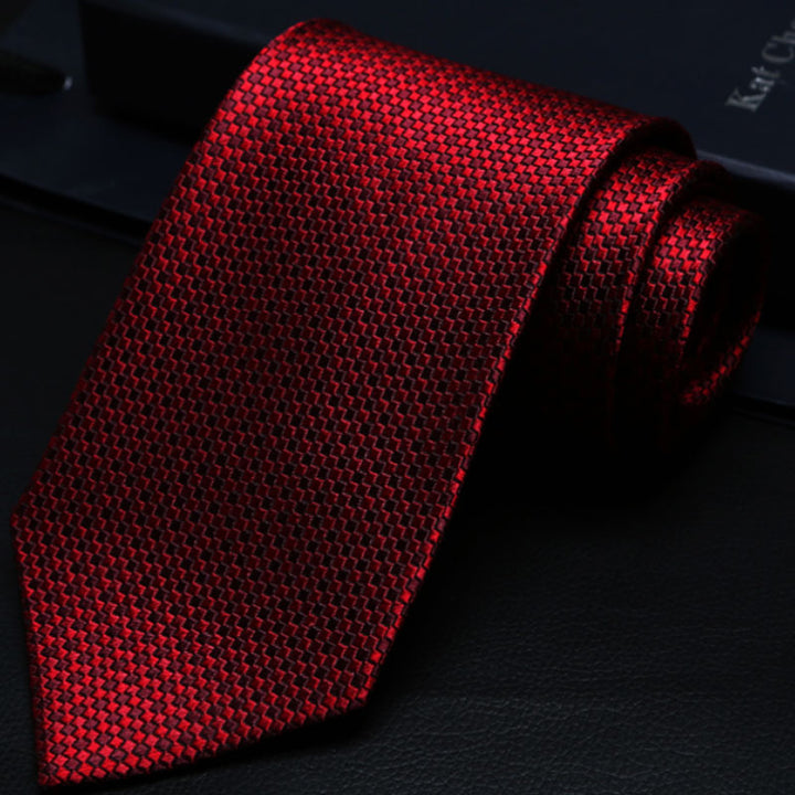 Red Micro-Check Silk Tie – Classic Office Tie