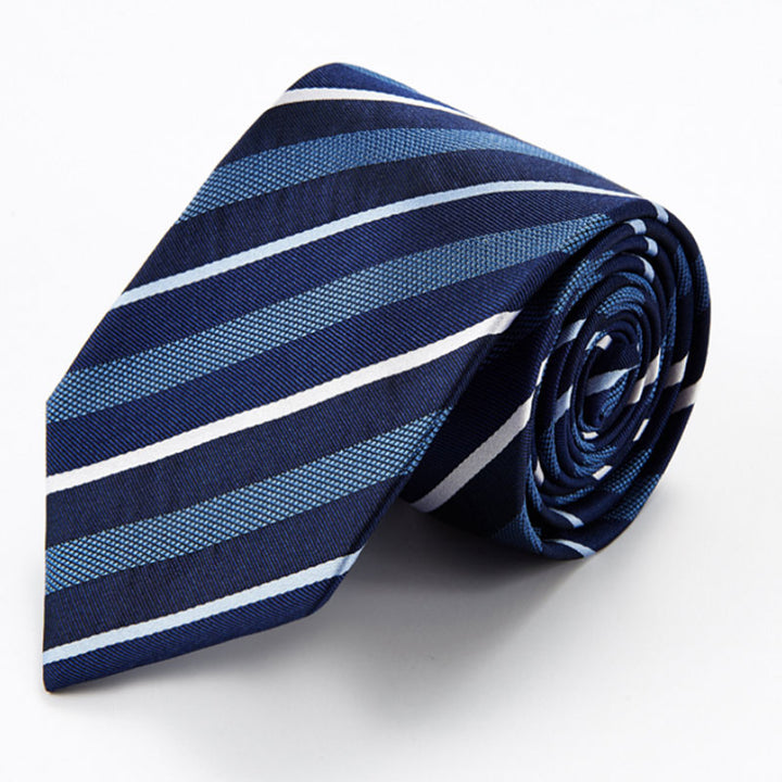 Navy Light Blue Stripe Silk Tie – Business Dress Tie