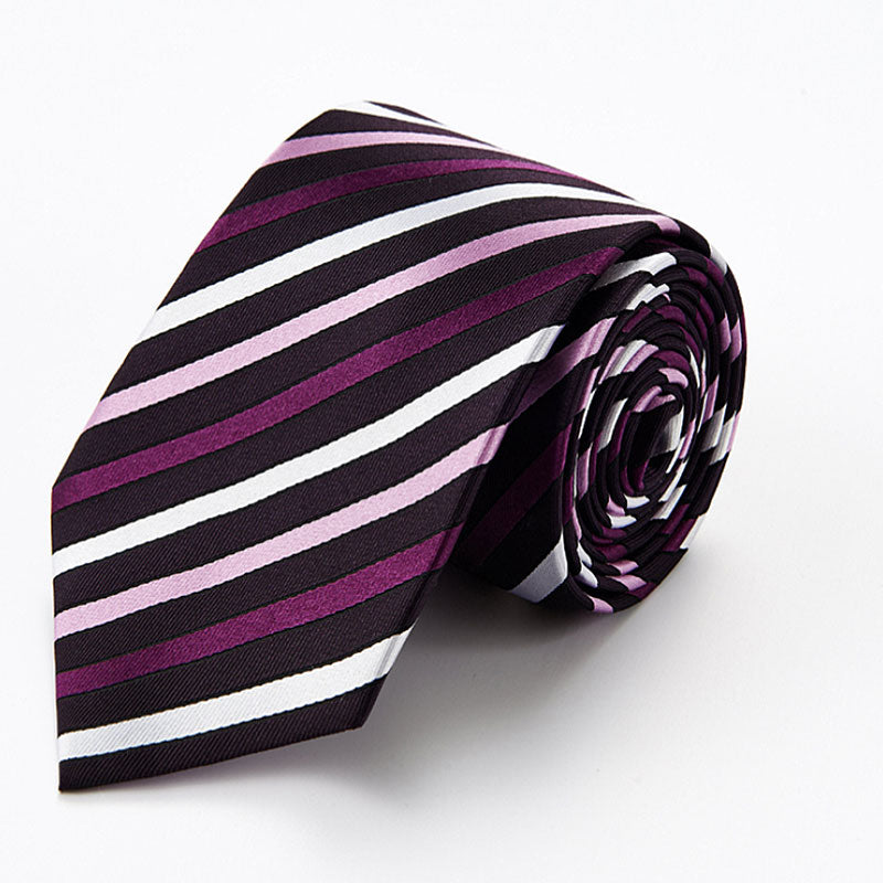 Black Purple Stripe Silk Tie – Stylish Formal Tie