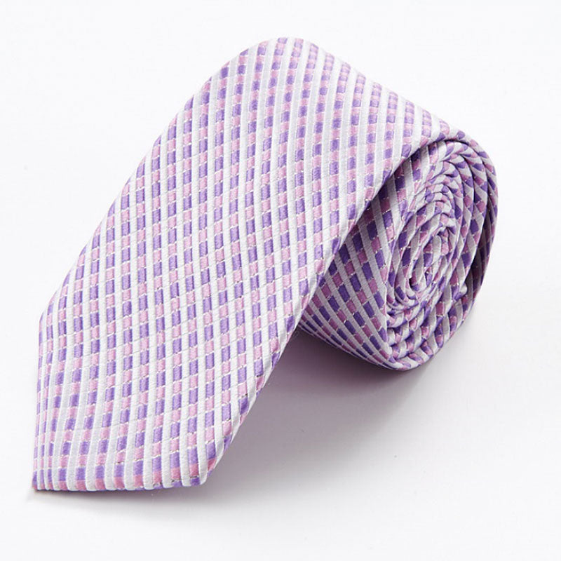 Lavender Micro-Check Silk Tie – Sophisticated Business Tie