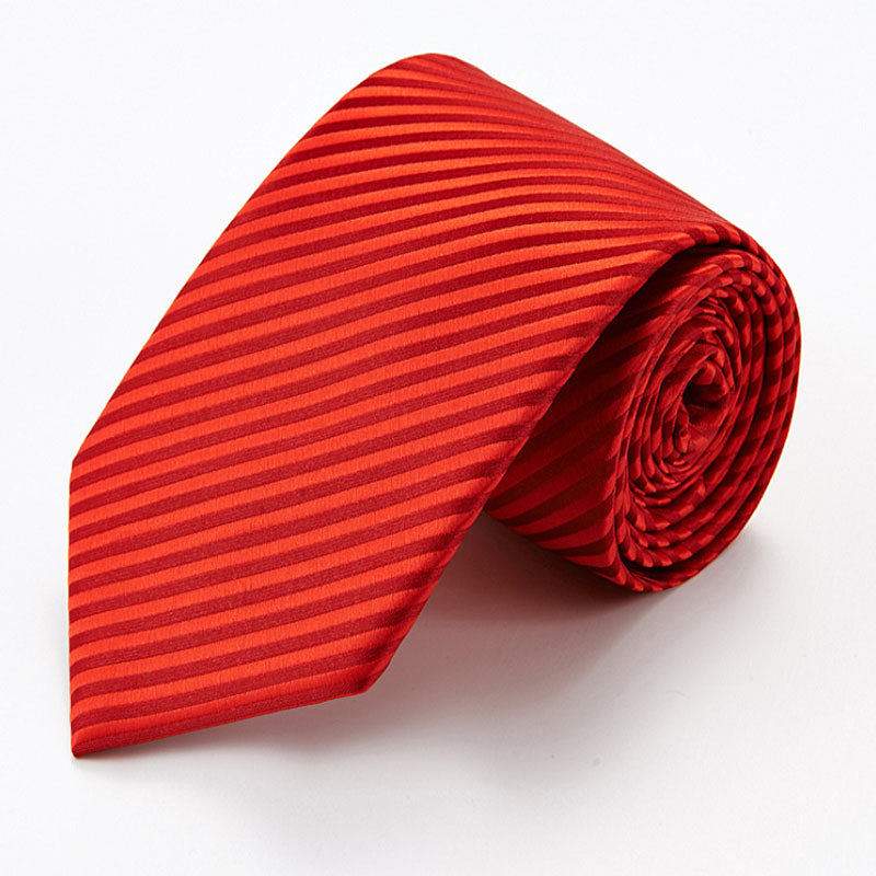 Red Diagonal Stripe Silk Tie – Bold Business Accessory