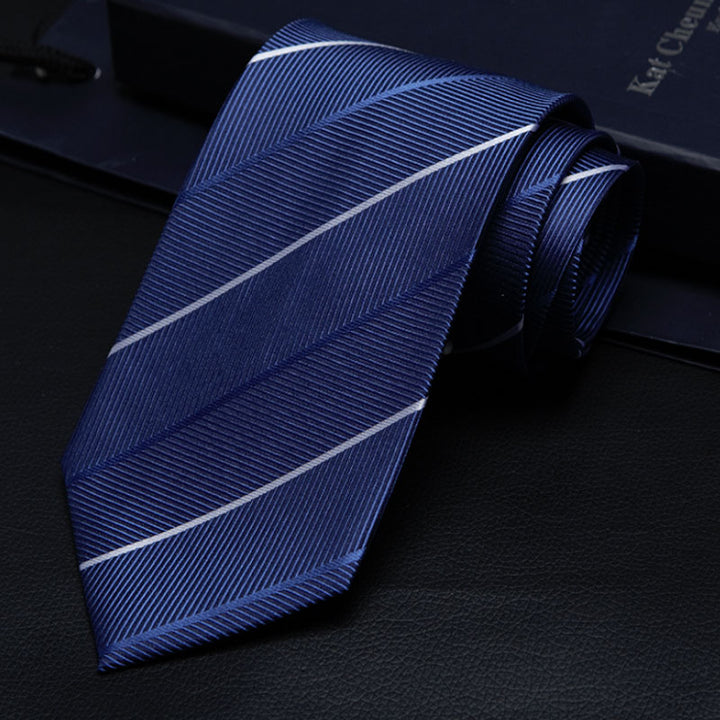 Navy Diagonal Stripe Silk Tie – Classic Office Tie