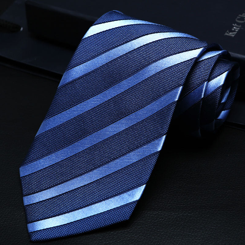Navy & Light Blue Stripe Silk Tie – Stylish Formal Tie