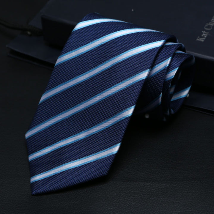 Navy White Stripe Silk Tie – Refined Business Tie