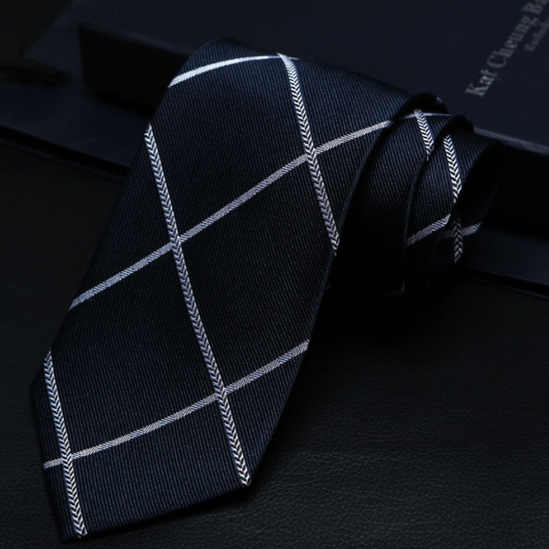 Black White Windowpane Silk Tie – Modern Formal Tie