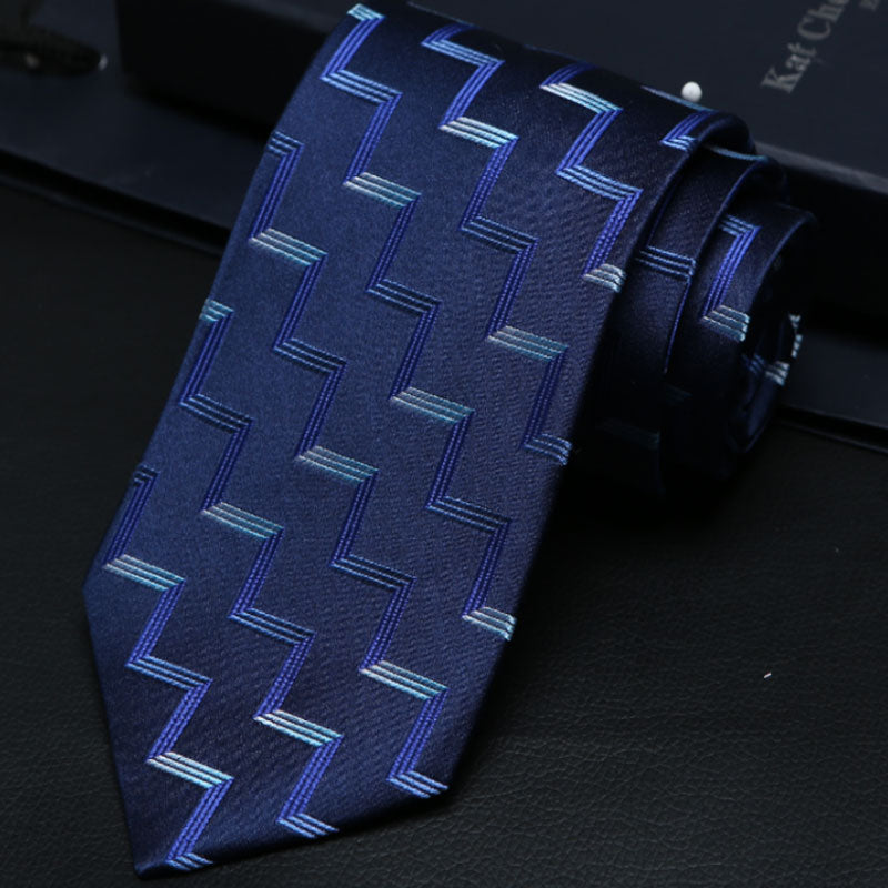 Navy Zigzag Silk Tie – Formal Business Neckwear