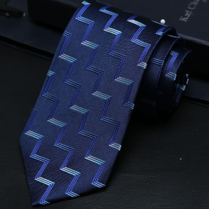 Navy Zigzag Silk Tie – Formal Business Neckwear
