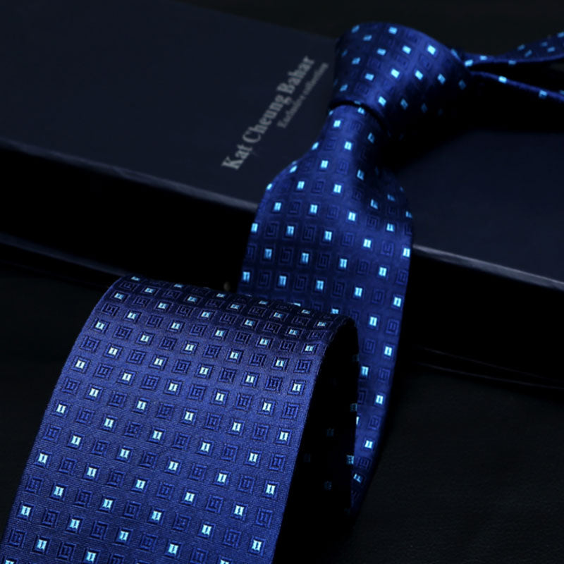 Navy Micro Square Silk Tie – Classic Professional Style