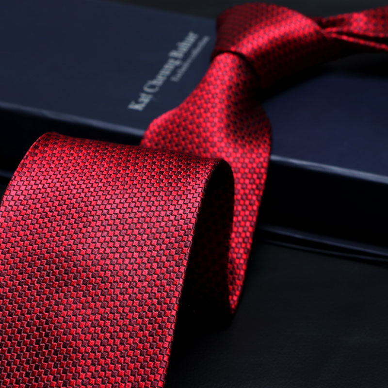 Red Micro-Check Silk Tie – Classic Office Tie