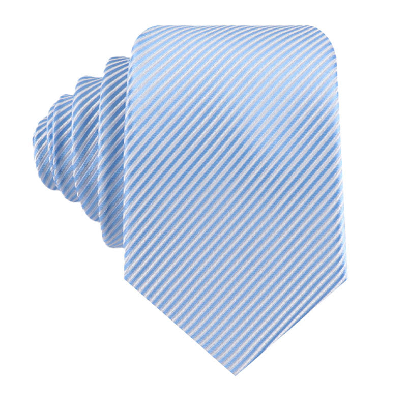 Light Blue Diagonal Stripe Silk Tie – Elegant Neckwear