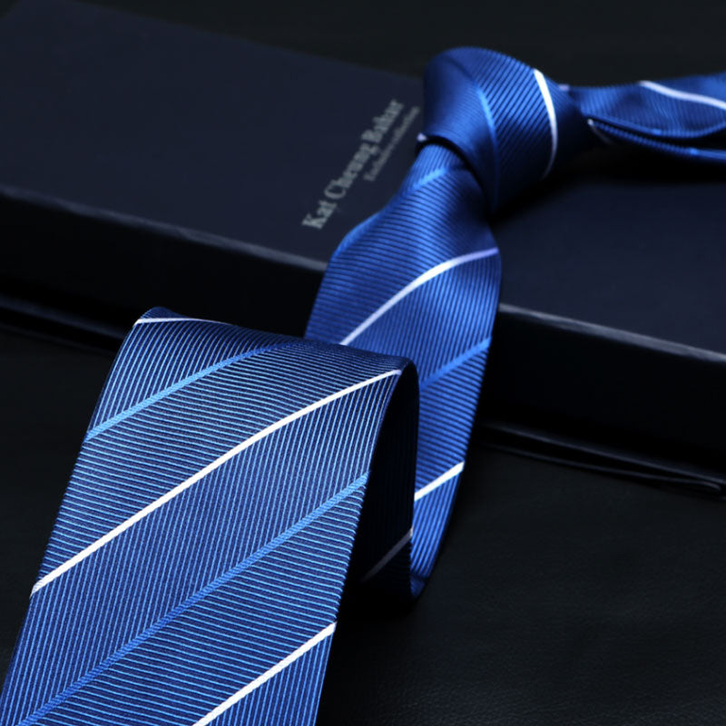 Navy Diagonal Stripe Silk Tie – Classic Office Tie