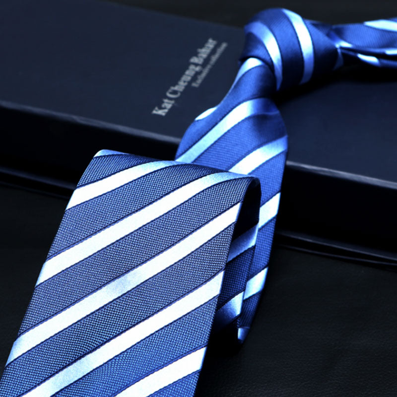 Navy & Light Blue Stripe Silk Tie – Stylish Formal Tie