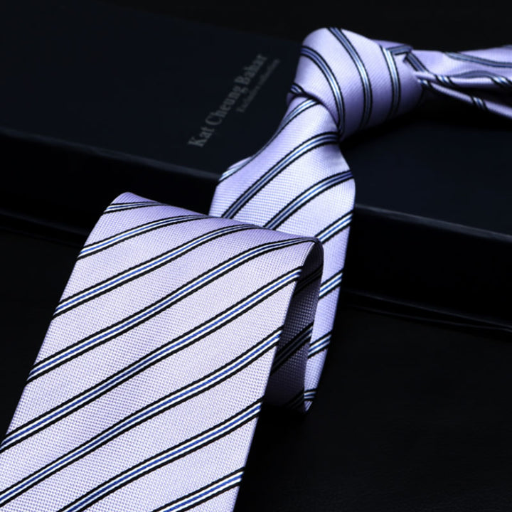 Light Purple Stripe Silk Tie – Elegant Dress Tie