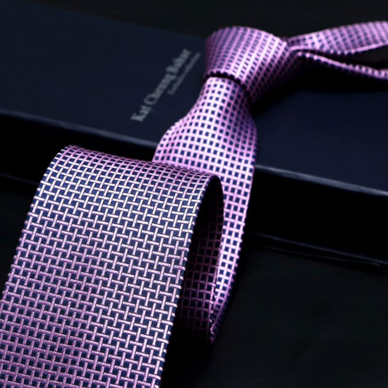 Purple Micro-Check Silk Tie – Sophisticated Neckwear