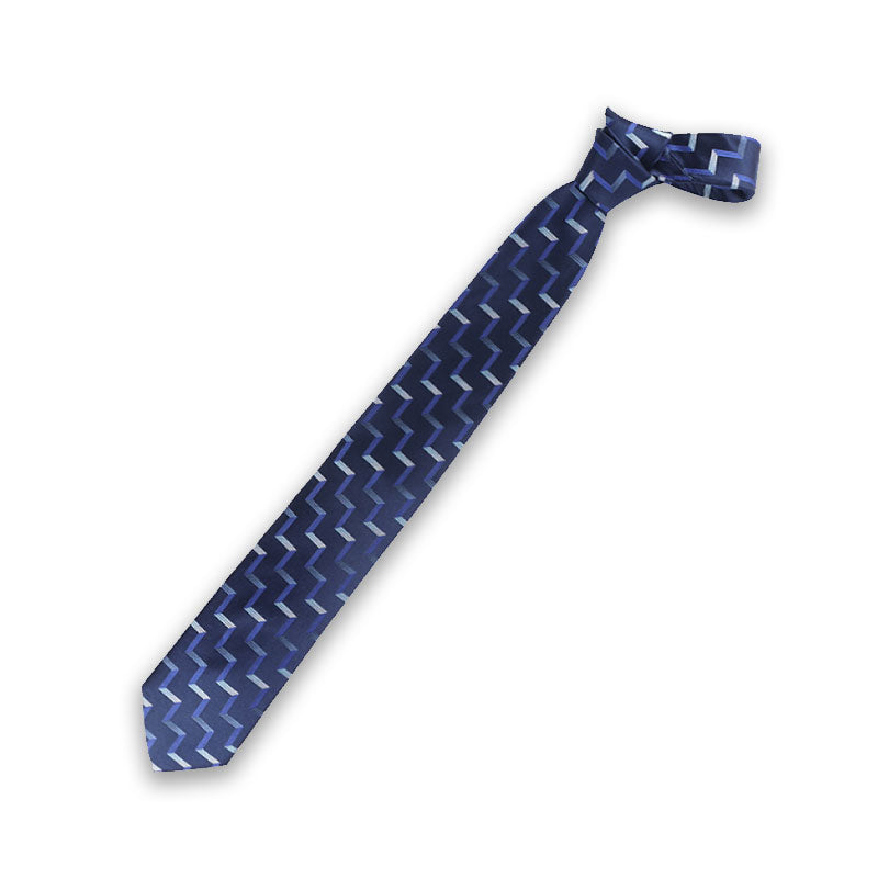 Navy Zigzag Silk Tie – Formal Business Neckwear