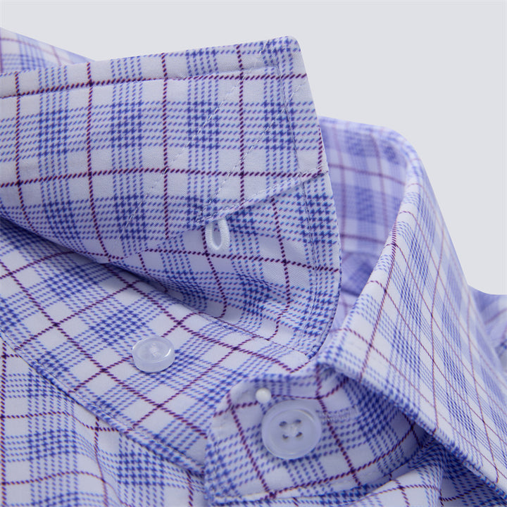 Light &amp; Dark Purple Plaid Long Sleeve Dress Shirt