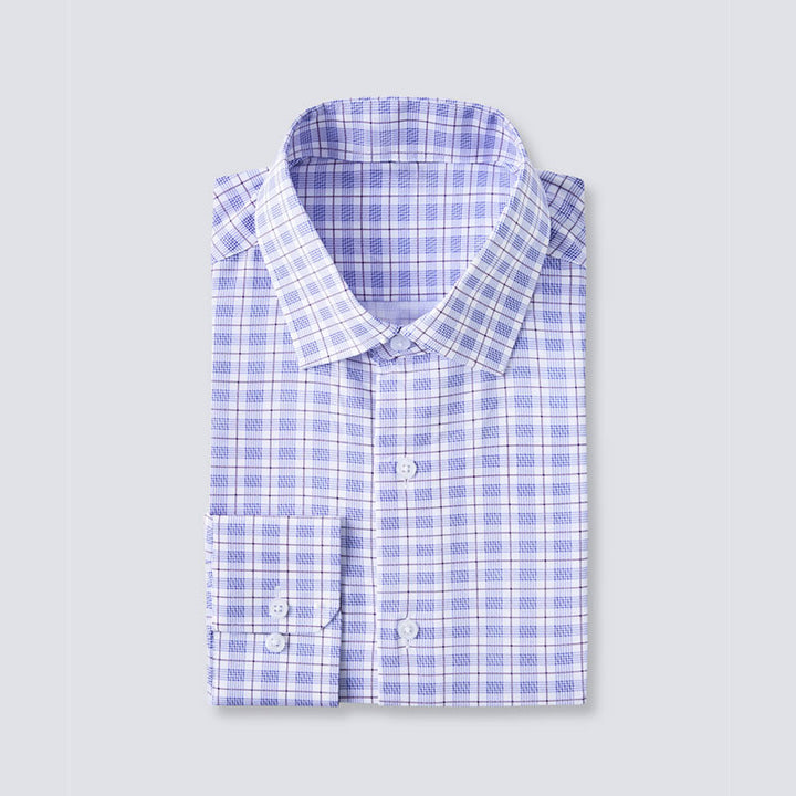 Light &amp; Dark Purple Plaid Long Sleeve Dress Shirt