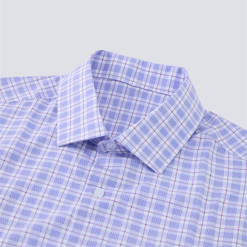Light &amp; Dark Purple Plaid Long Sleeve Dress Shirt