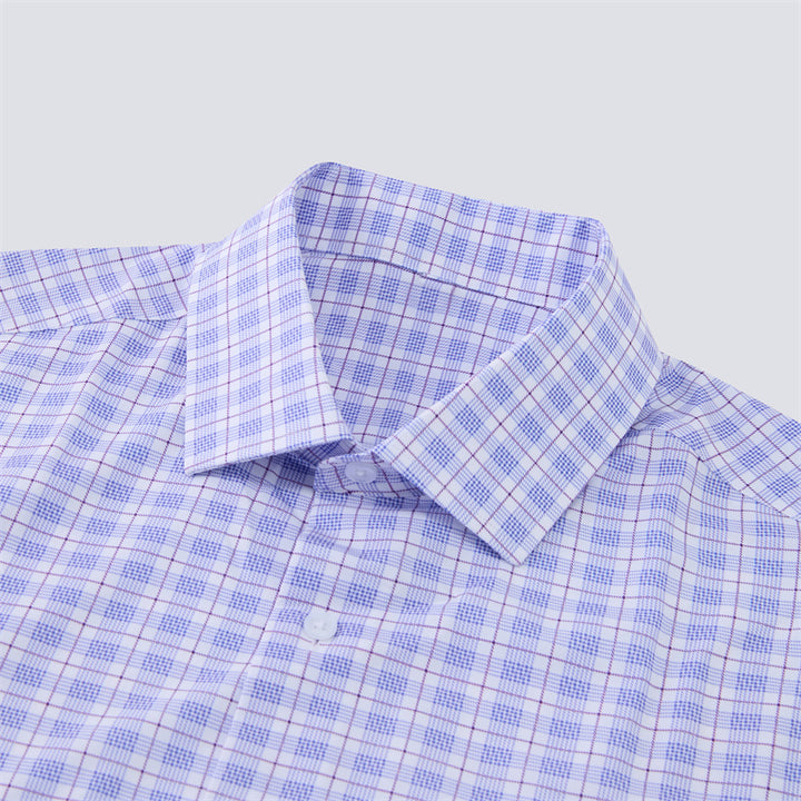 Light &amp; Dark Purple Plaid Long Sleeve Dress Shirt