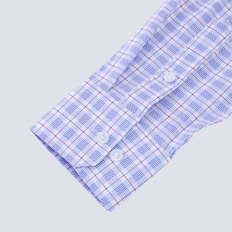 Light &amp; Dark Purple Plaid Long Sleeve Dress Shirt