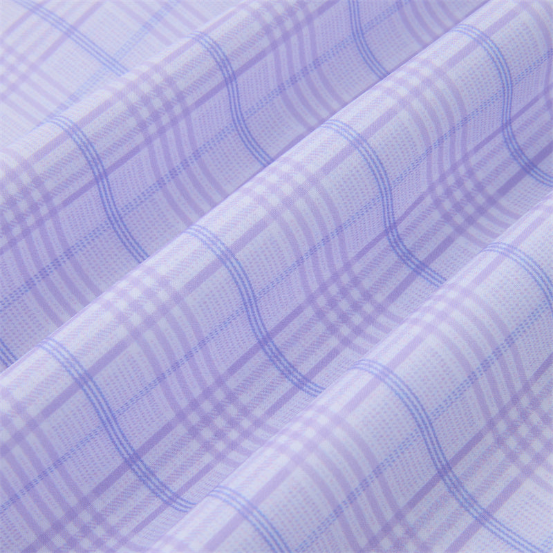 4-way stretch Purple and Blue Plaid Long Sleeve Dress Shirt
