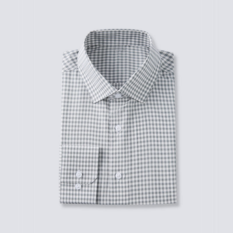 Forest Green Gingham Long Sleeve Dress Shirt