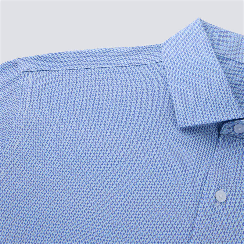 Blue Mini Lock Long Sleeve Dress Shirt