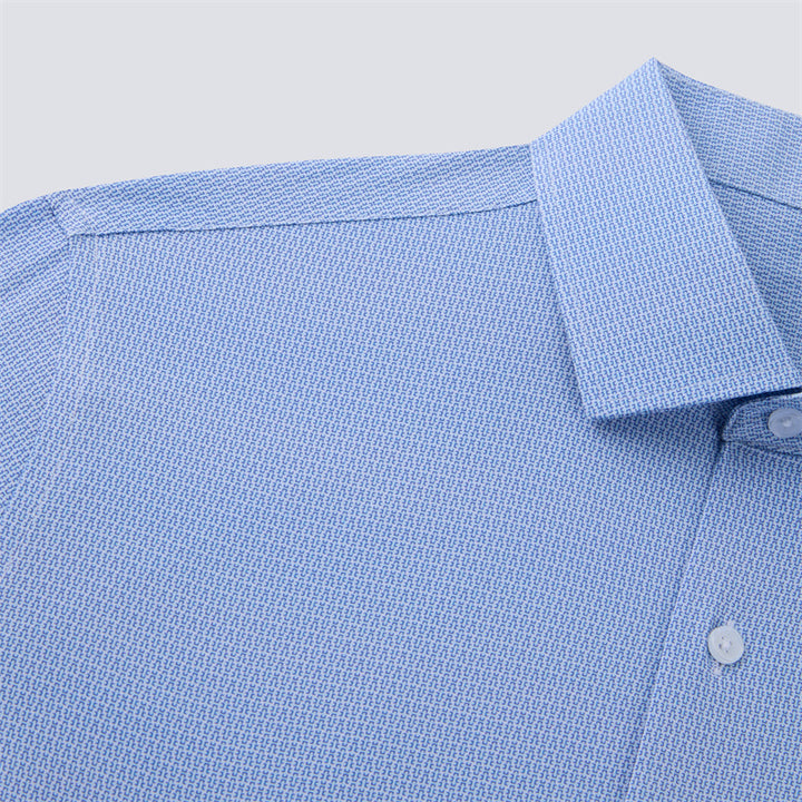 Blue Mini Lock Long Sleeve Dress Shirt