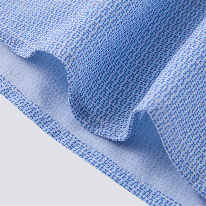 Blue Mini Lock Long Sleeve Dress Shirt