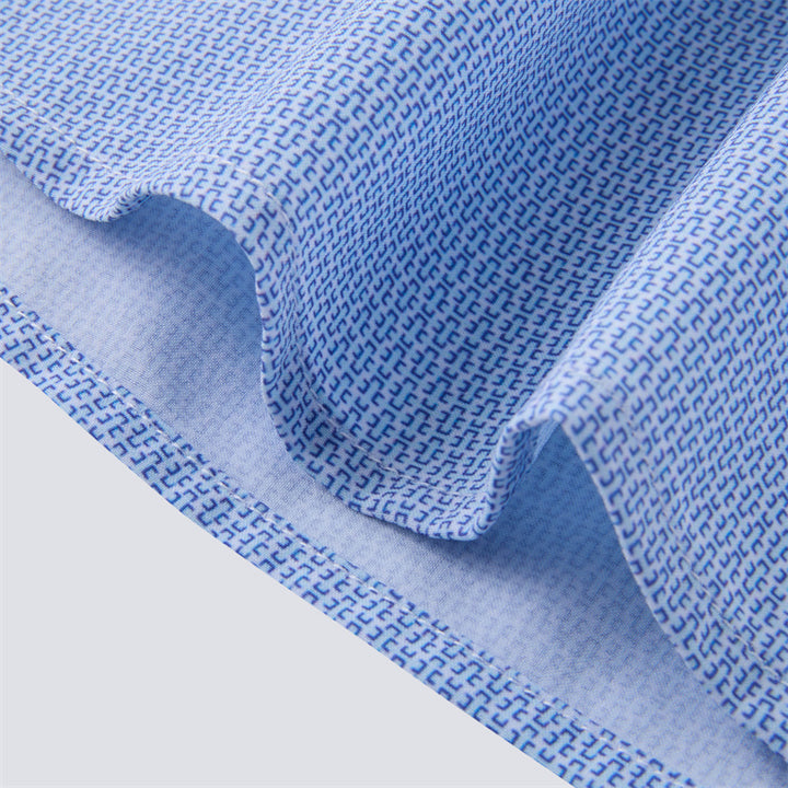 Blue Mini Lock Long Sleeve Dress Shirt
