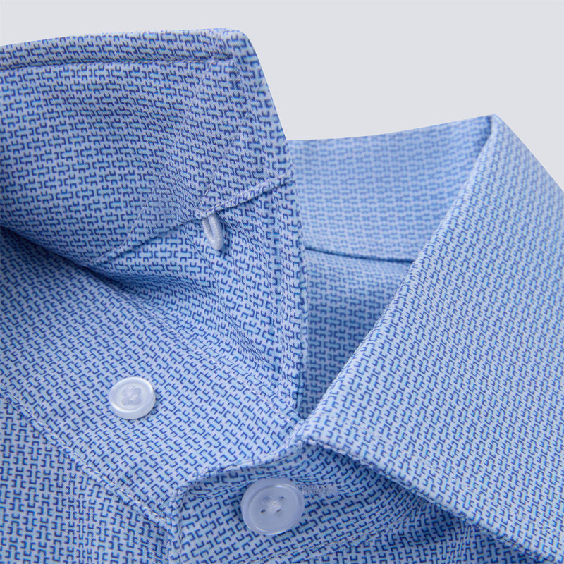 Blue Mini Lock Long Sleeve Dress Shirt