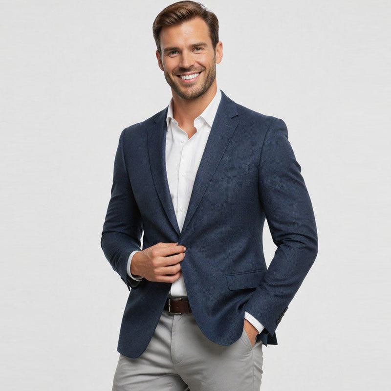 Athletic Fit Stretch Blazer – Heathered Blue
