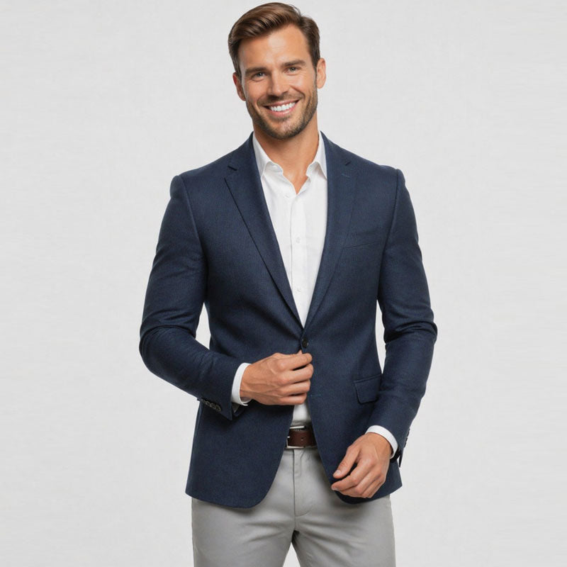 Athletic Fit Stretch Blazer – Heathered Blue