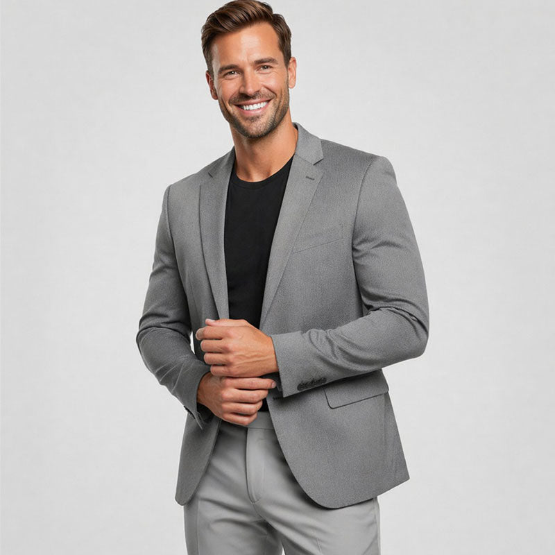 Athletic Fit Stretch Blazer – Heathered Grey