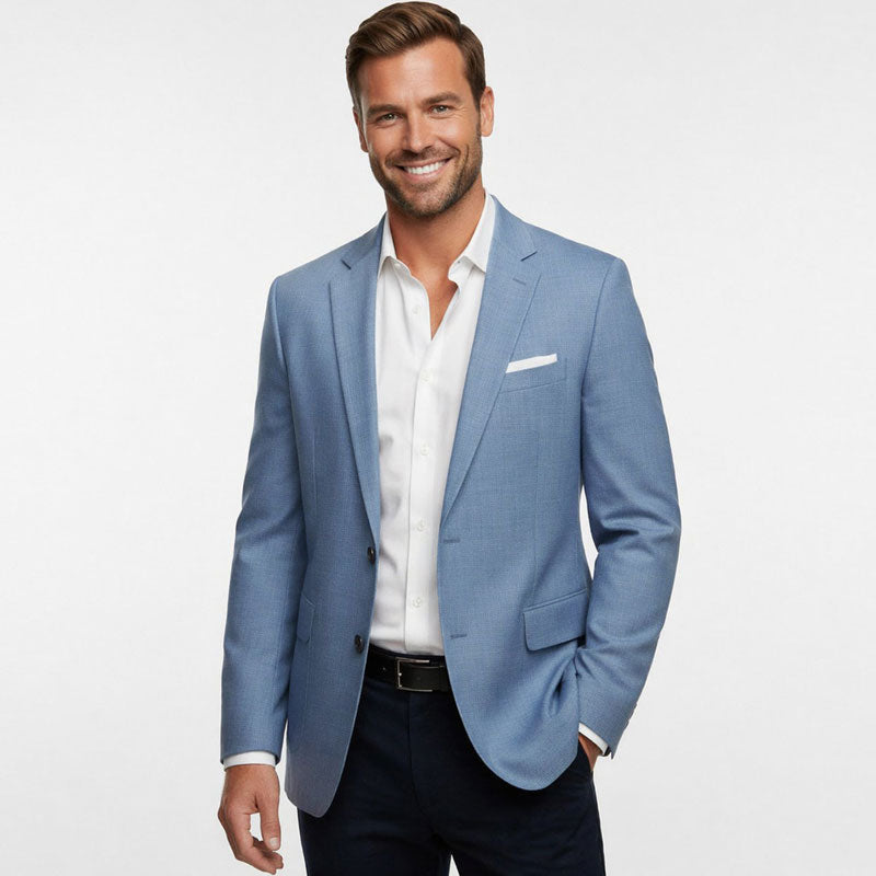 Athletic Fit Stretch Blazer – Heathered Light Blue