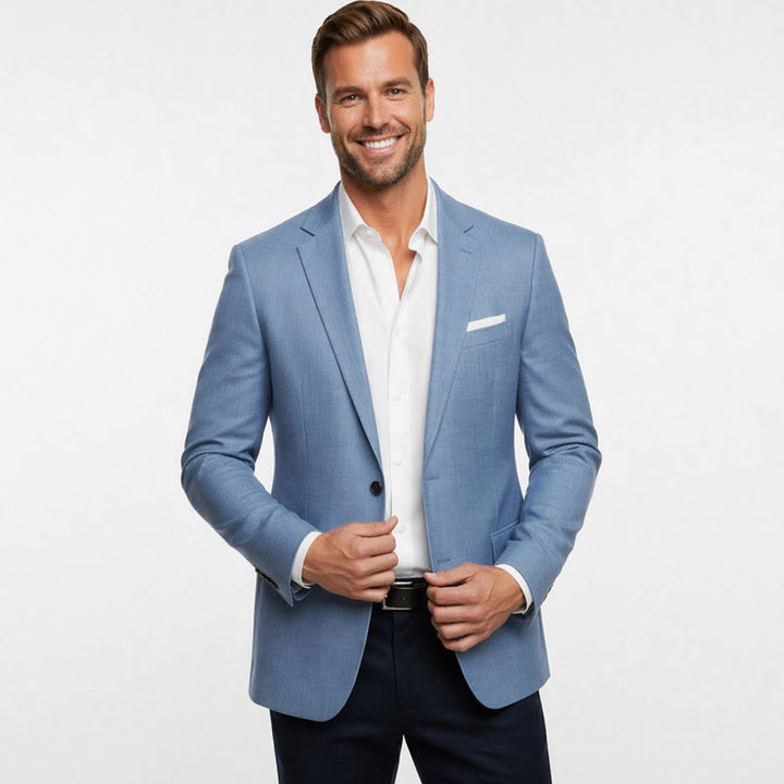 Athletic Fit Stretch Blazer – Heathered Light Blue