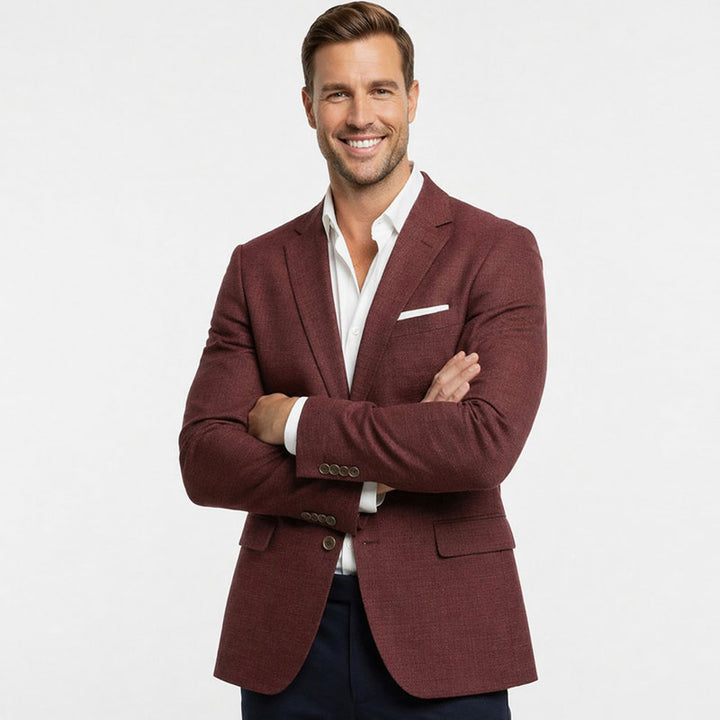 Athletic Fit Stretch Blazer – Heathered Maroon
