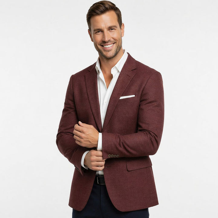 Athletic Fit Stretch Blazer – Heathered Maroon