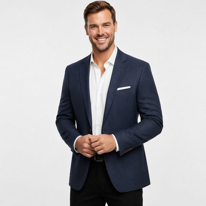 Athletic Fit Stretch Blazer – Heathered Navy