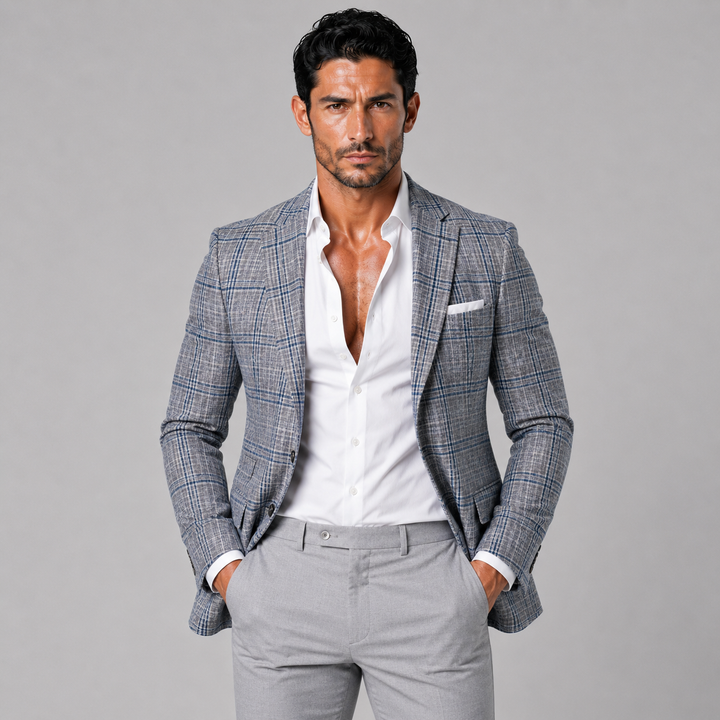 Grey and Royal Blue Plaid