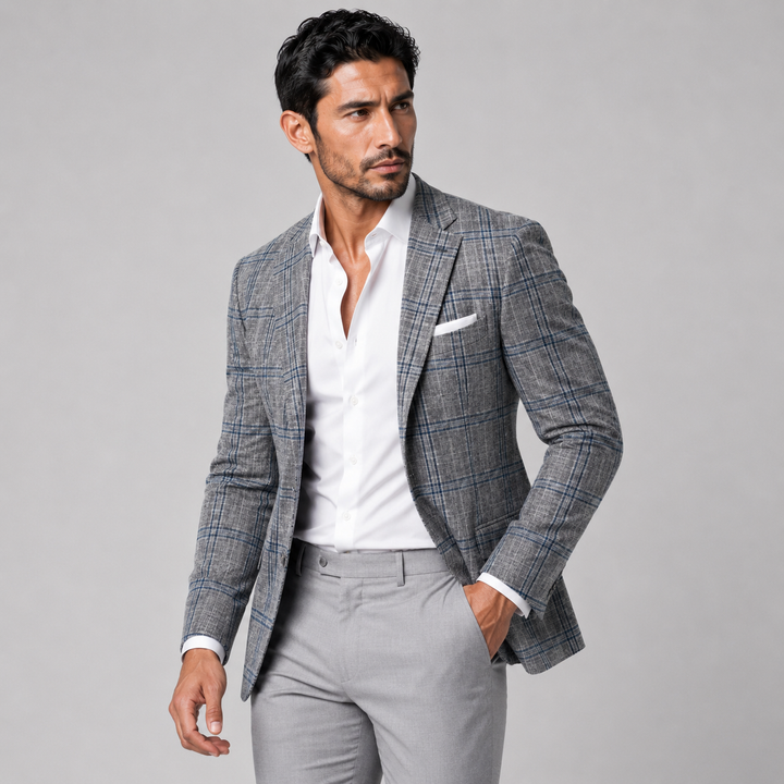 Grey and Royal Blue Plaid