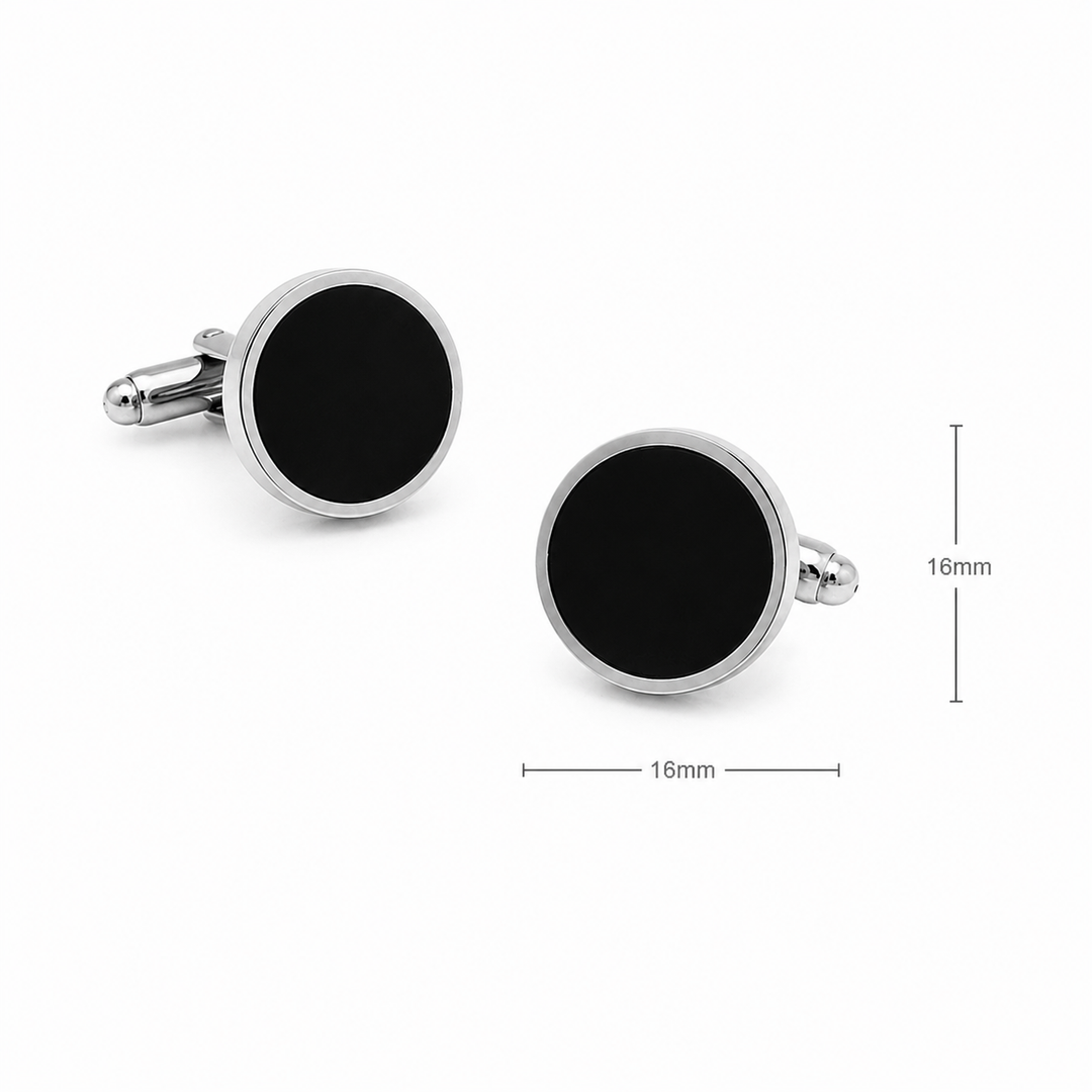 Black Circle Cuff Links (Set of 2) - Town Hill