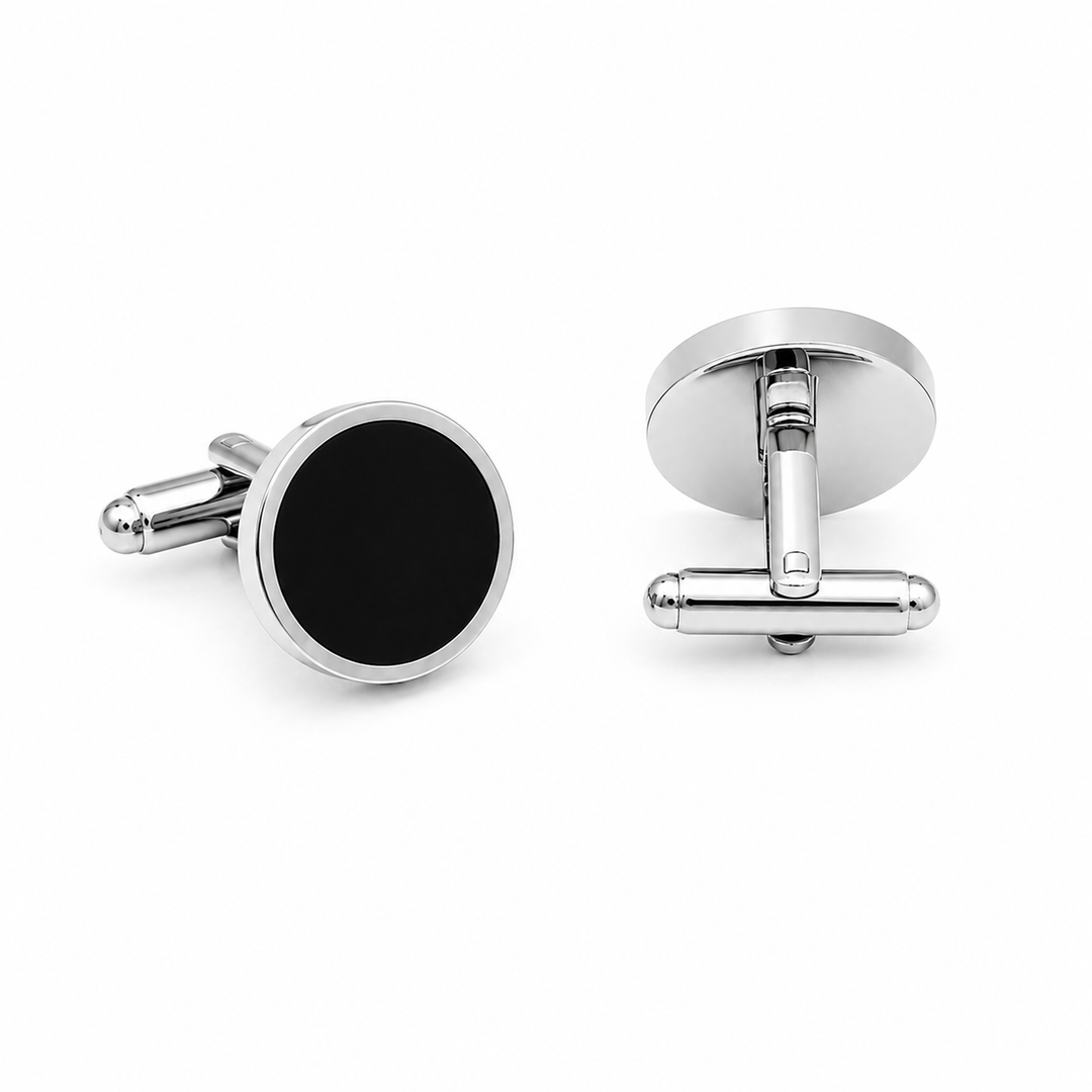Black Circle Cuff Links (Set of 2) - Town Hill