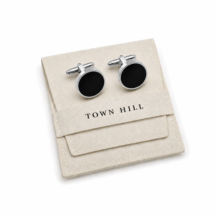 Black Circle Cuff Links (Set of 2) - Town Hill