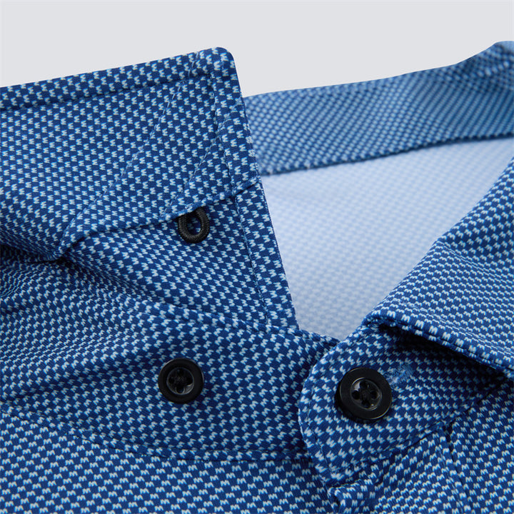 Blue Mini Crown Check Short Sleeve Polo