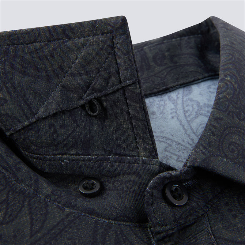 Charcoal Jacquard Short Sleeve Polo