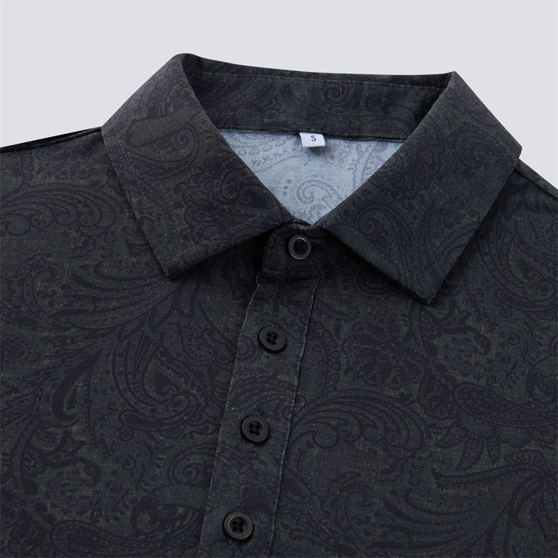 Charcoal Jacquard Short Sleeve Polo