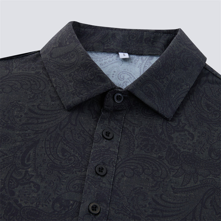 Charcoal Jacquard Short Sleeve Polo